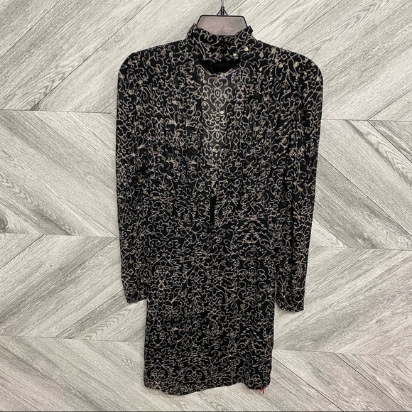 Ba&sh | Acia Metallic Embroidery Open Back Long Sleeve Dress Size 0 NEW - Picture 10 of 16